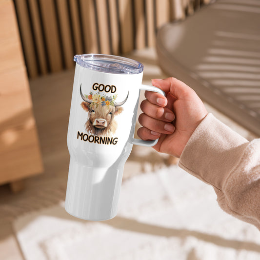 Good Moorning Highland Cow: Travel mug with a handle