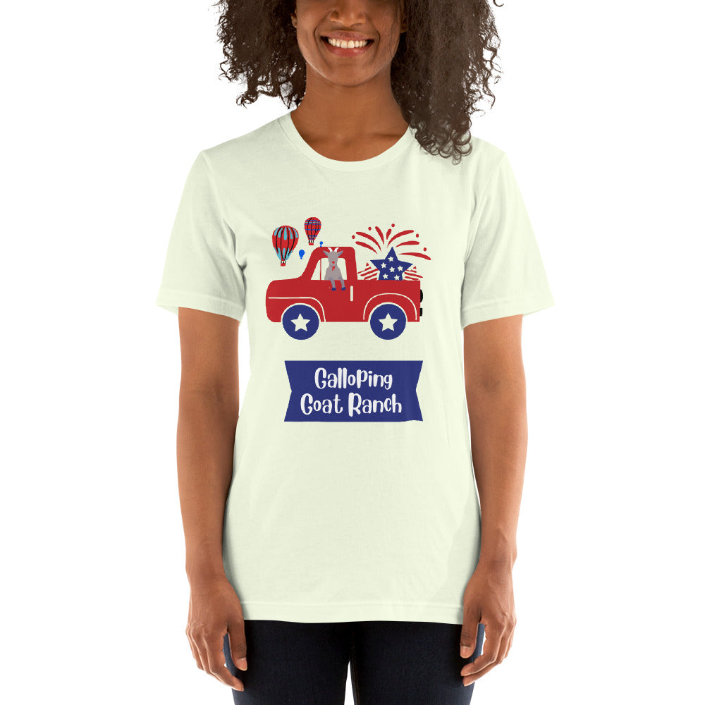 4th Of July Goat In Truck: Unisex t-shirt