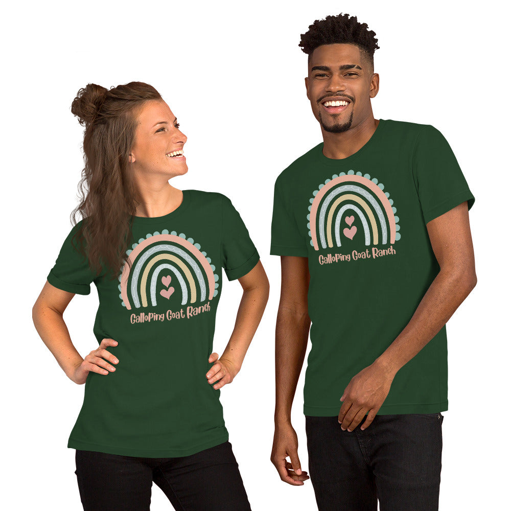 Galloping Goat Rainbow: Unisex t-shirt