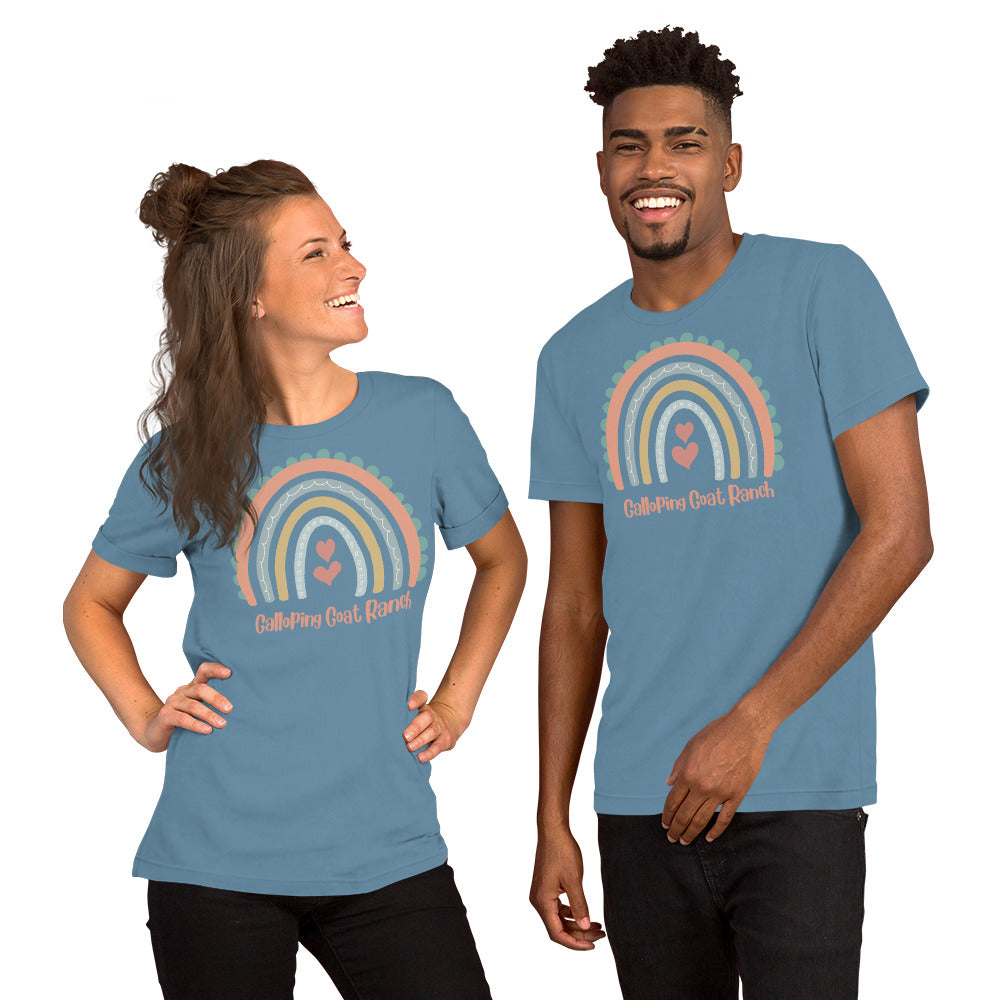 Galloping Goat Rainbow: Unisex t-shirt