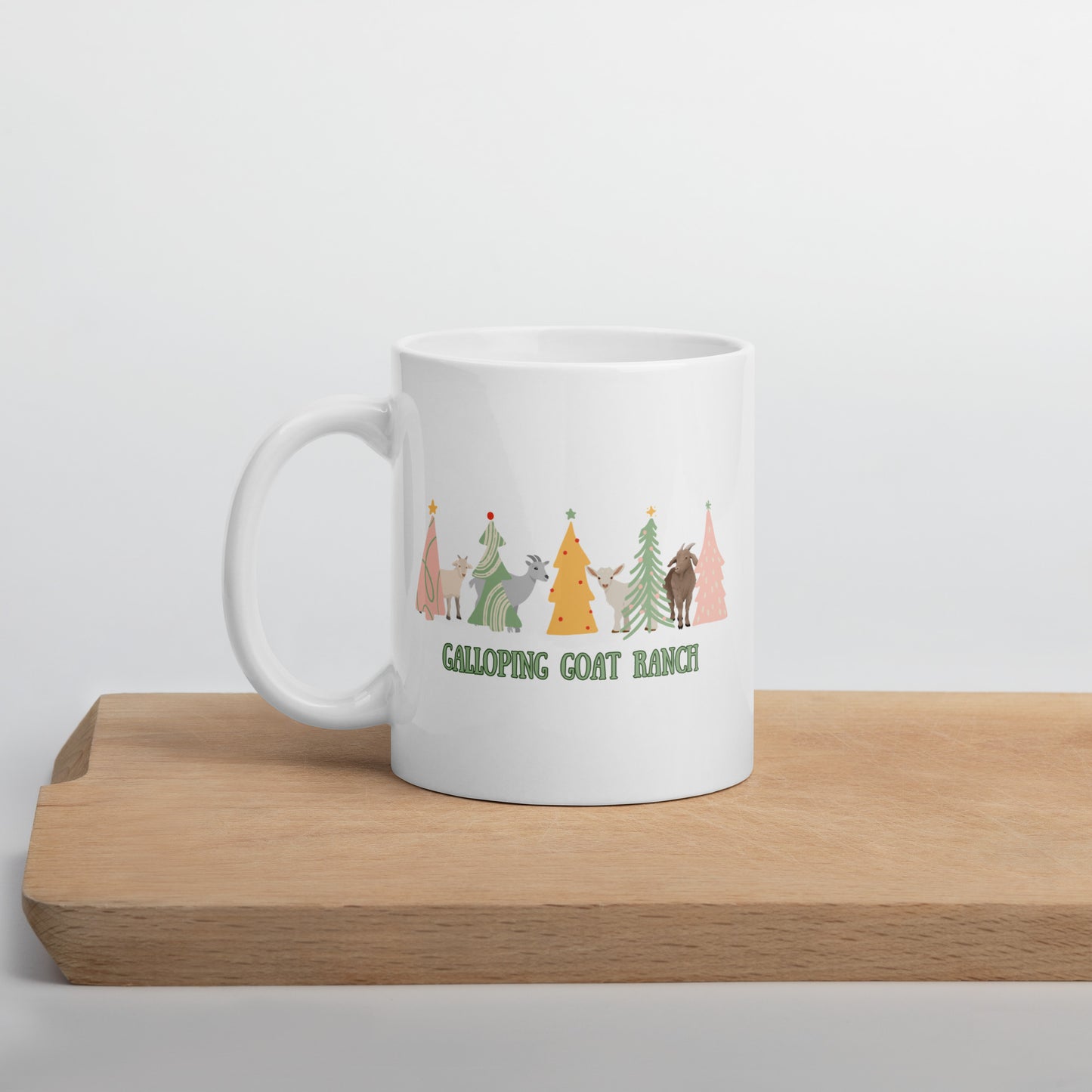 Galloping Goats In Trees: White glossy mug