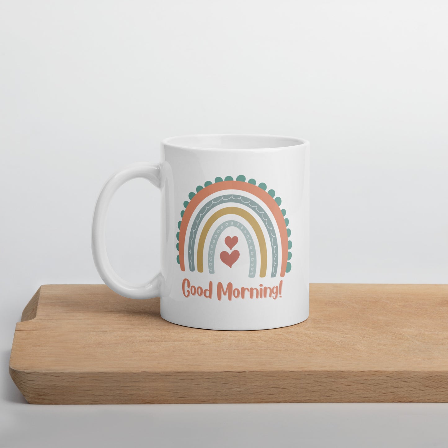 Good Morning Rainbow Mug: White glossy mug