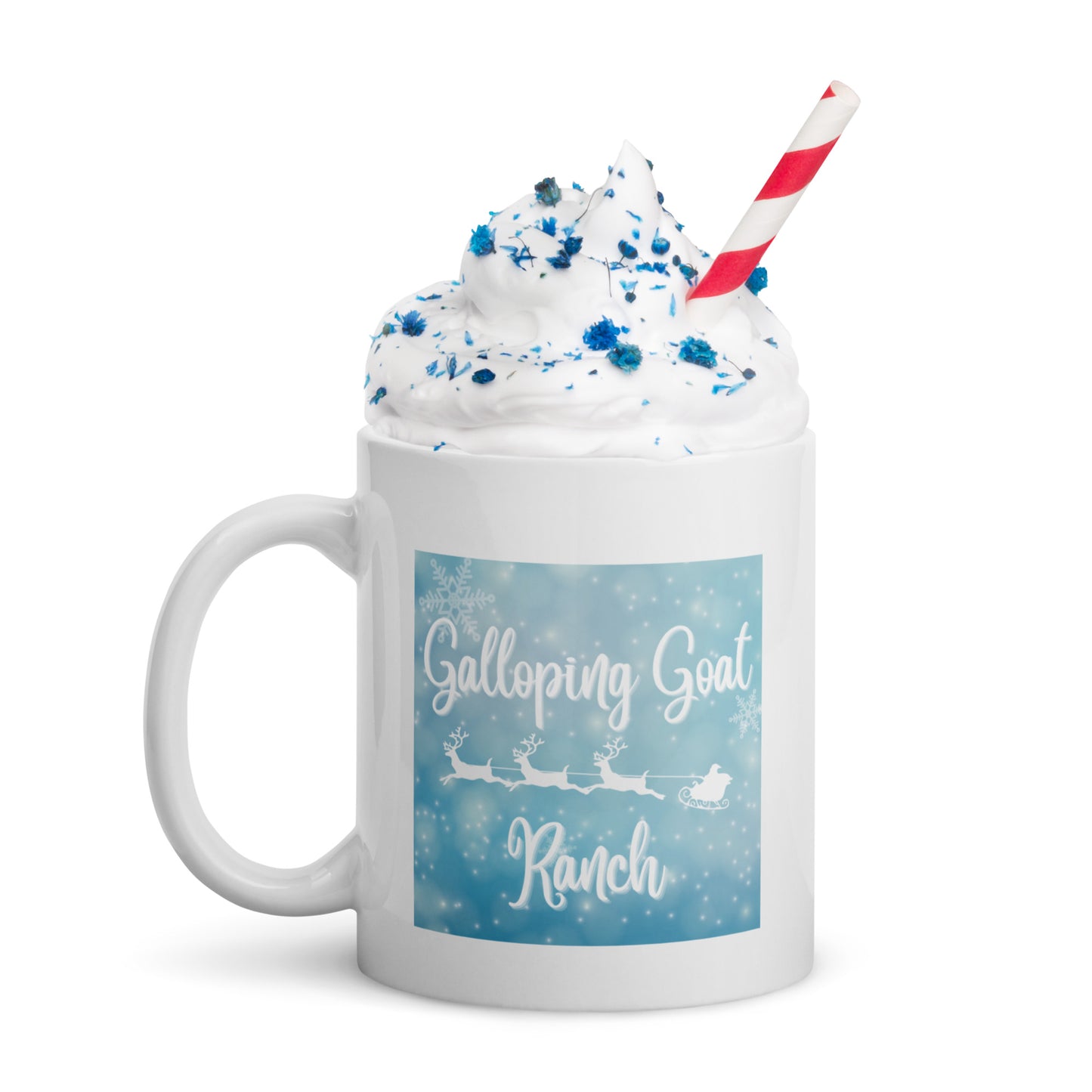 Galloping Goat Sleigh: White glossy mug