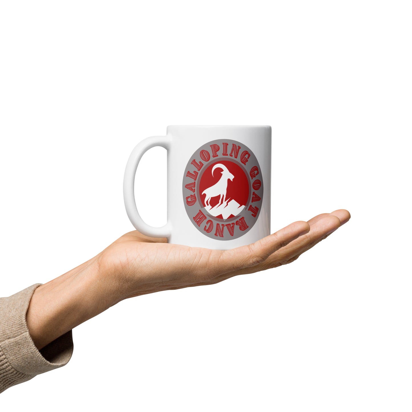 Galloping Goat Mountain Goat: White glossy mug