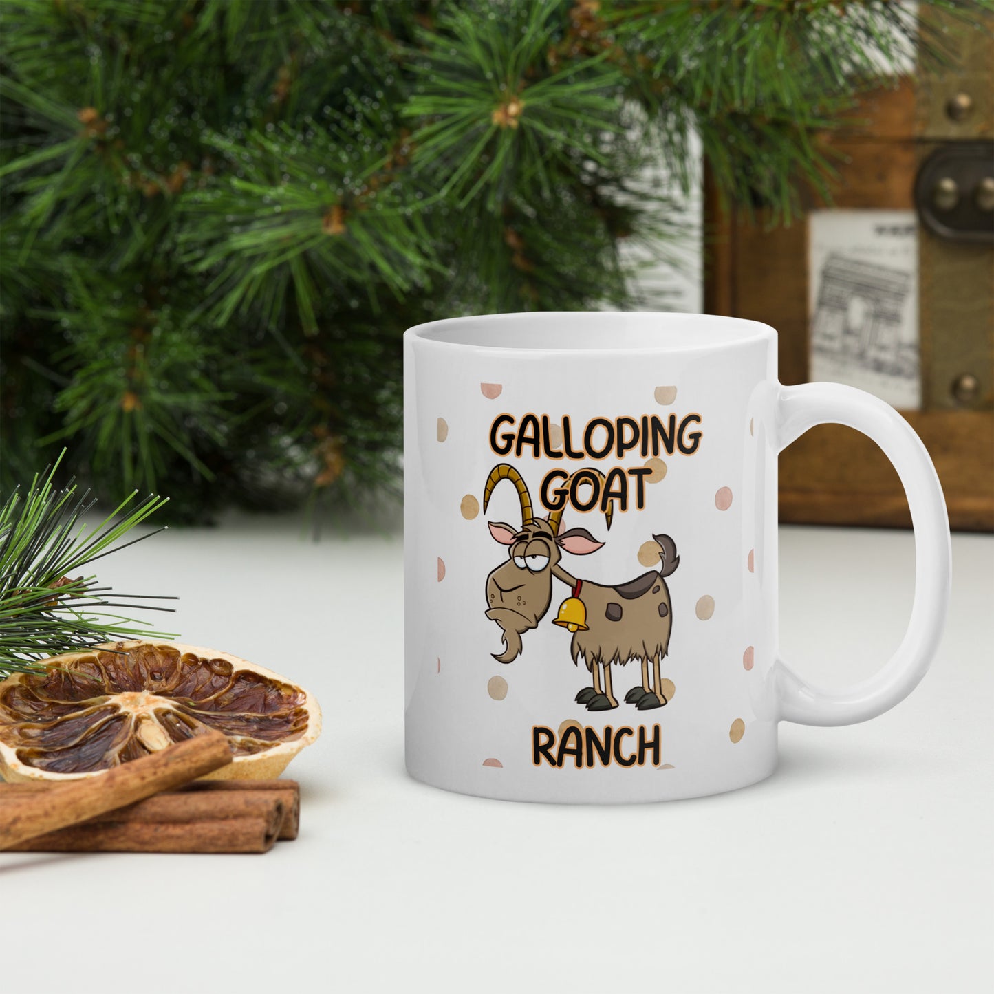 Galloping Goat Grumpy Goat: White glossy mug