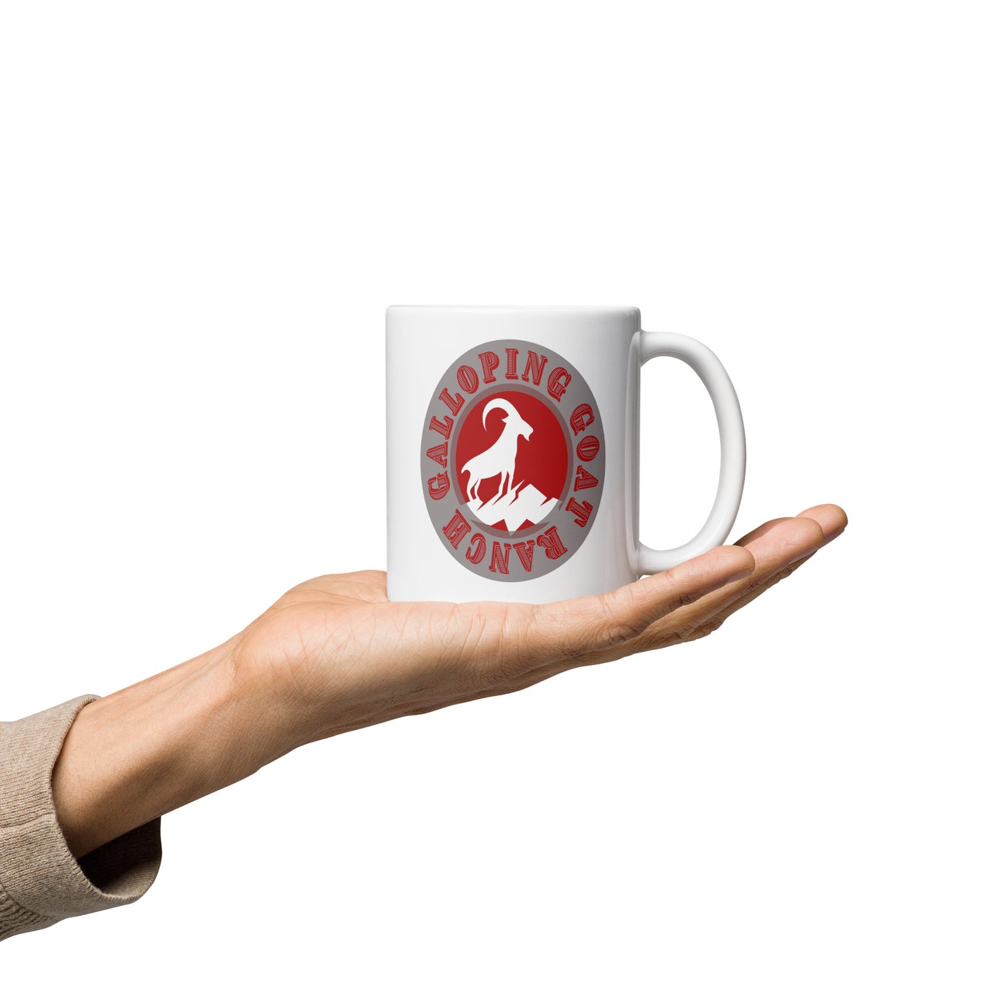 Galloping Goat Mountain Goat: White glossy mug