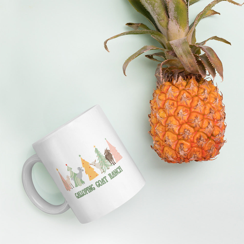 Galloping Goats In Trees: White glossy mug