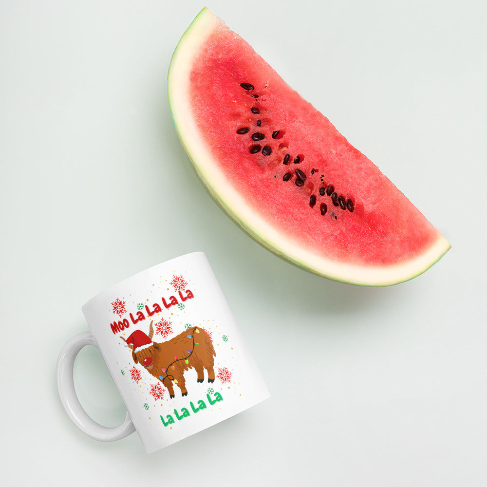 MOO LA LA LA LA: White glossy mug