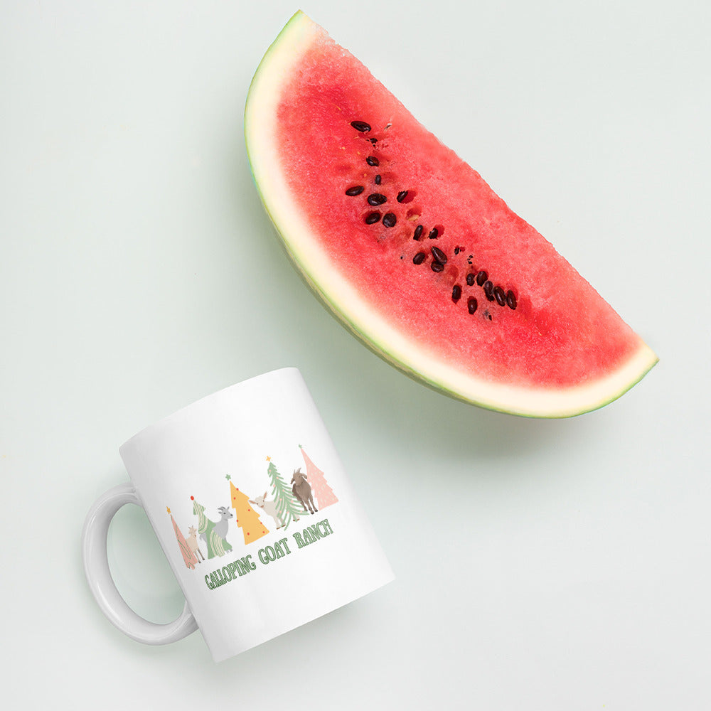 Galloping Goats In Trees: White glossy mug