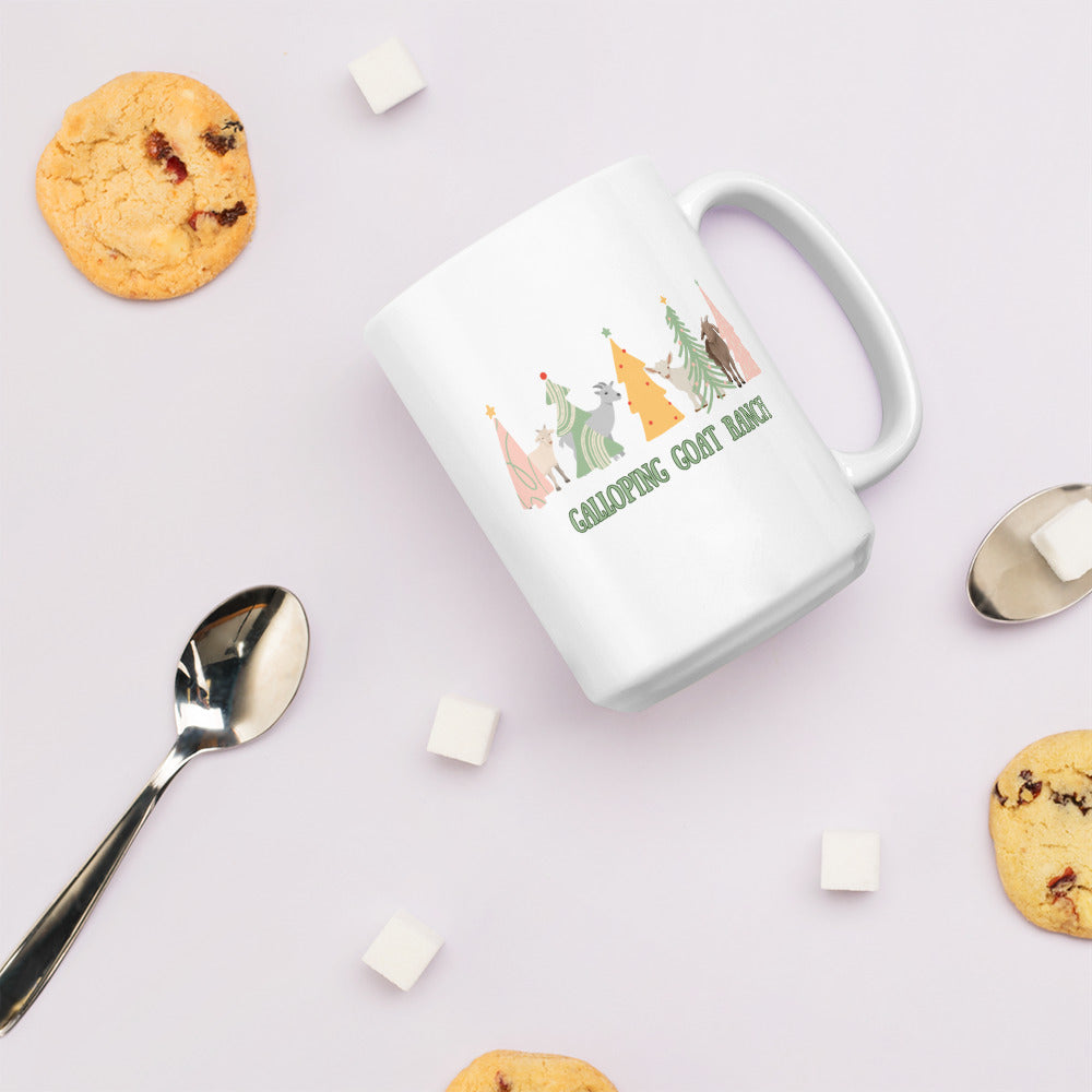 Galloping Goats In Trees: White glossy mug