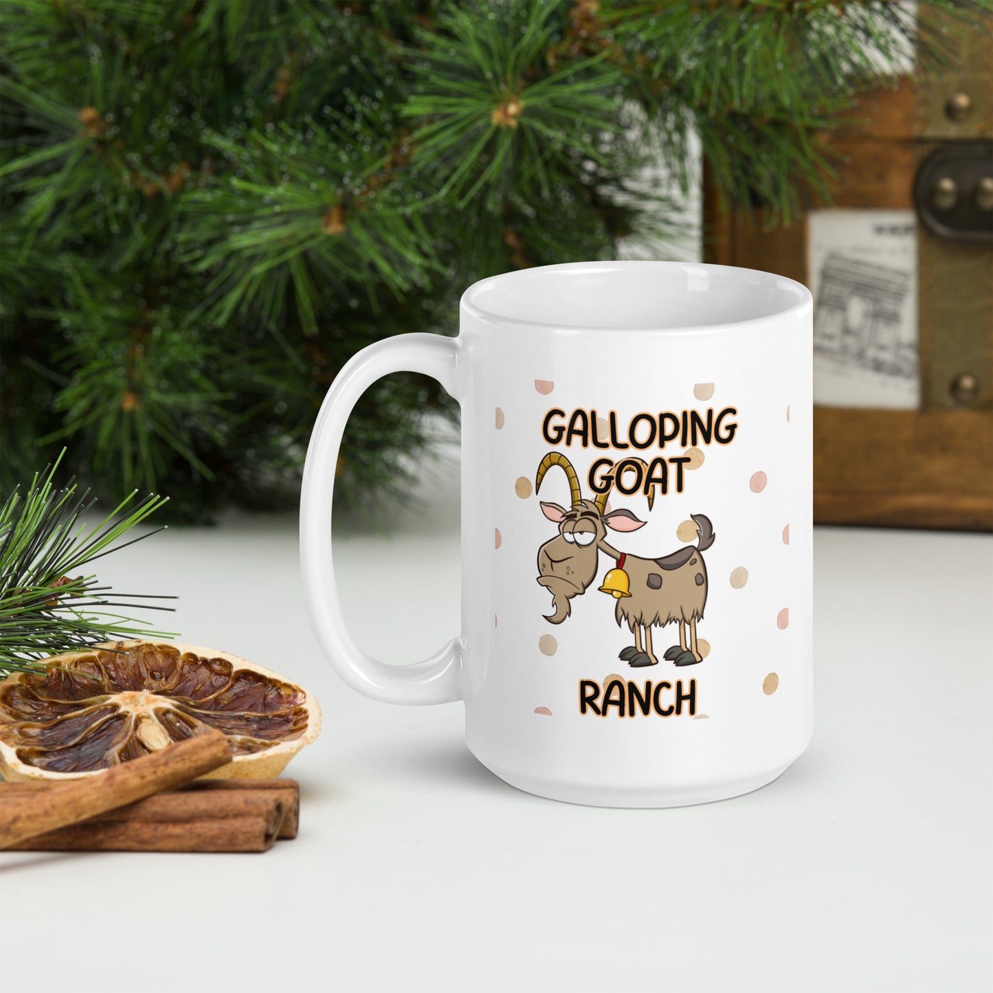 Galloping Goat Grumpy Goat: White glossy mug