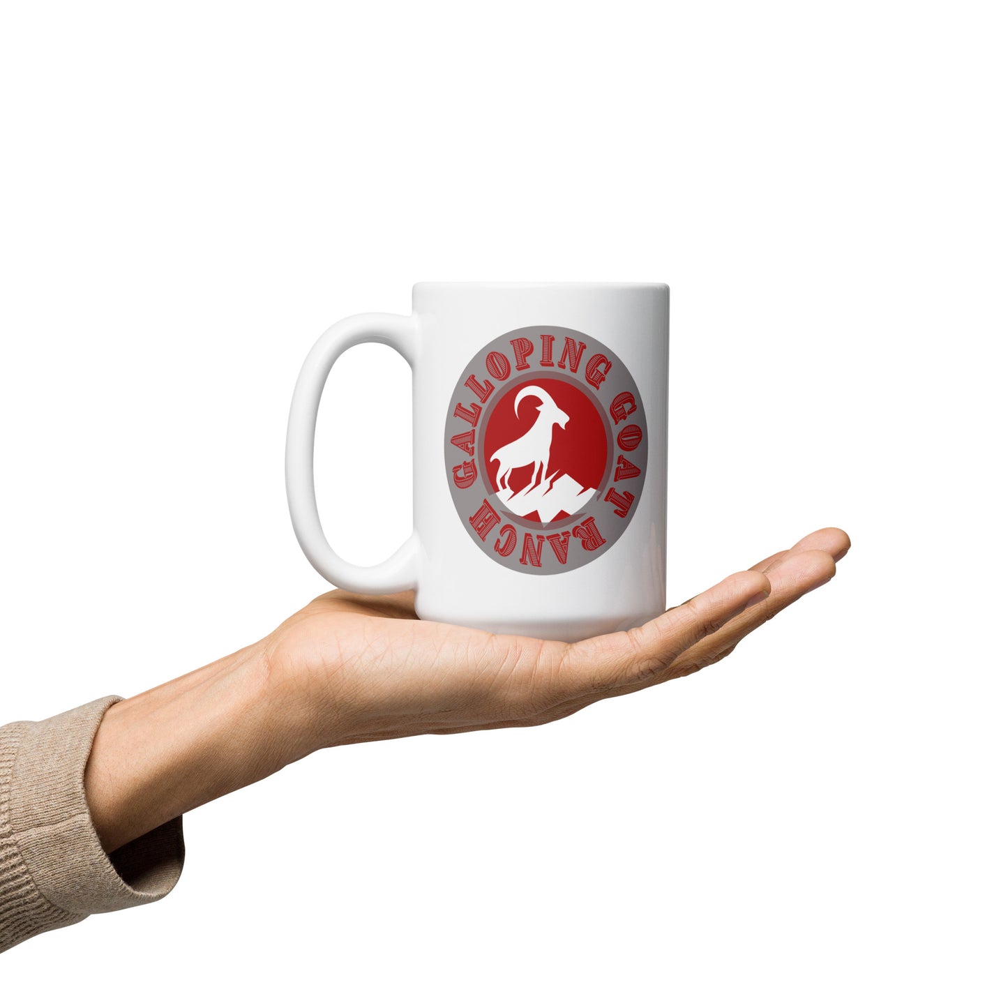 Galloping Goat Mountain Goat: White glossy mug