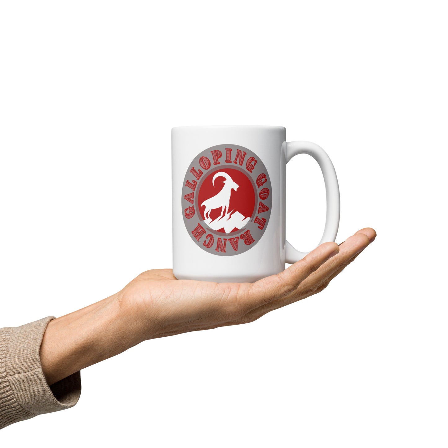 Galloping Goat Mountain Goat: White glossy mug
