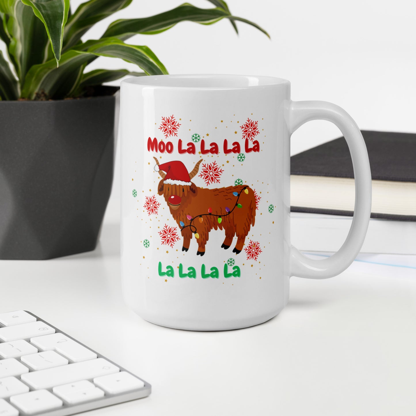 MOO LA LA LA LA: White glossy mug