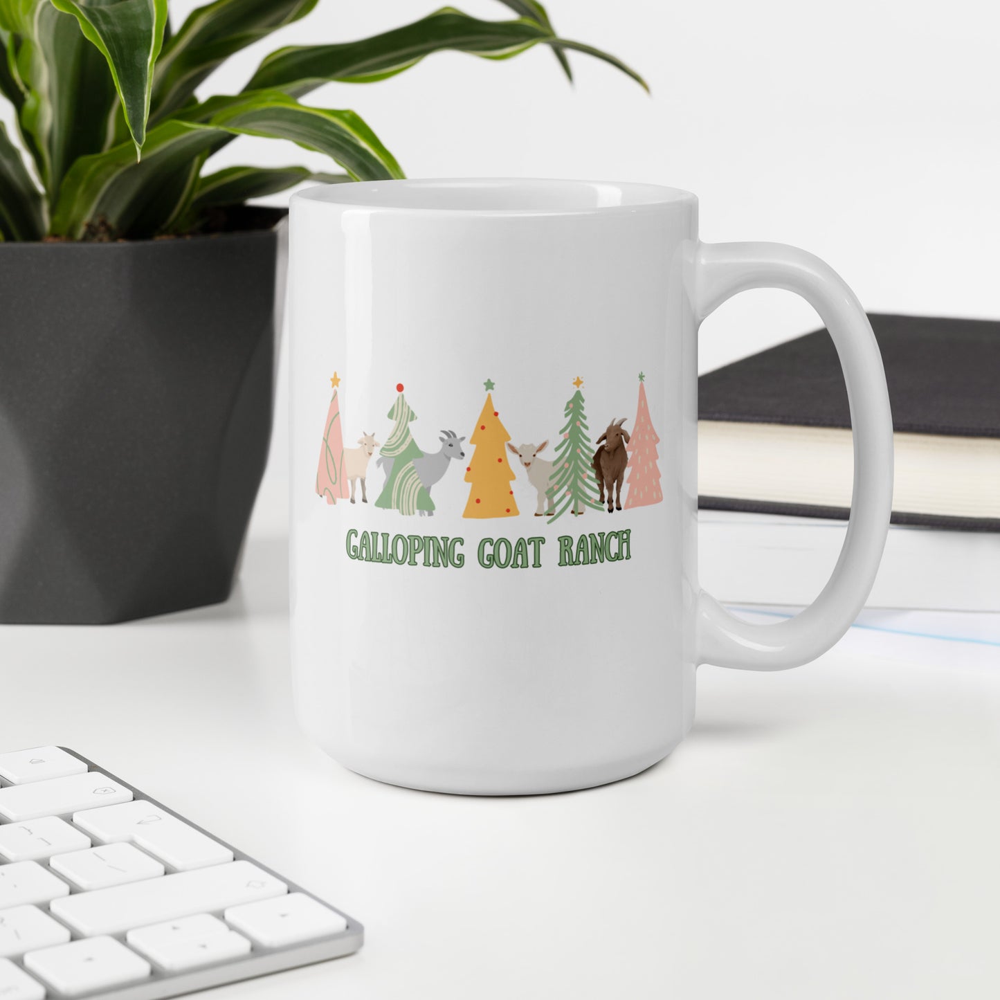 Galloping Goats In Trees: White glossy mug