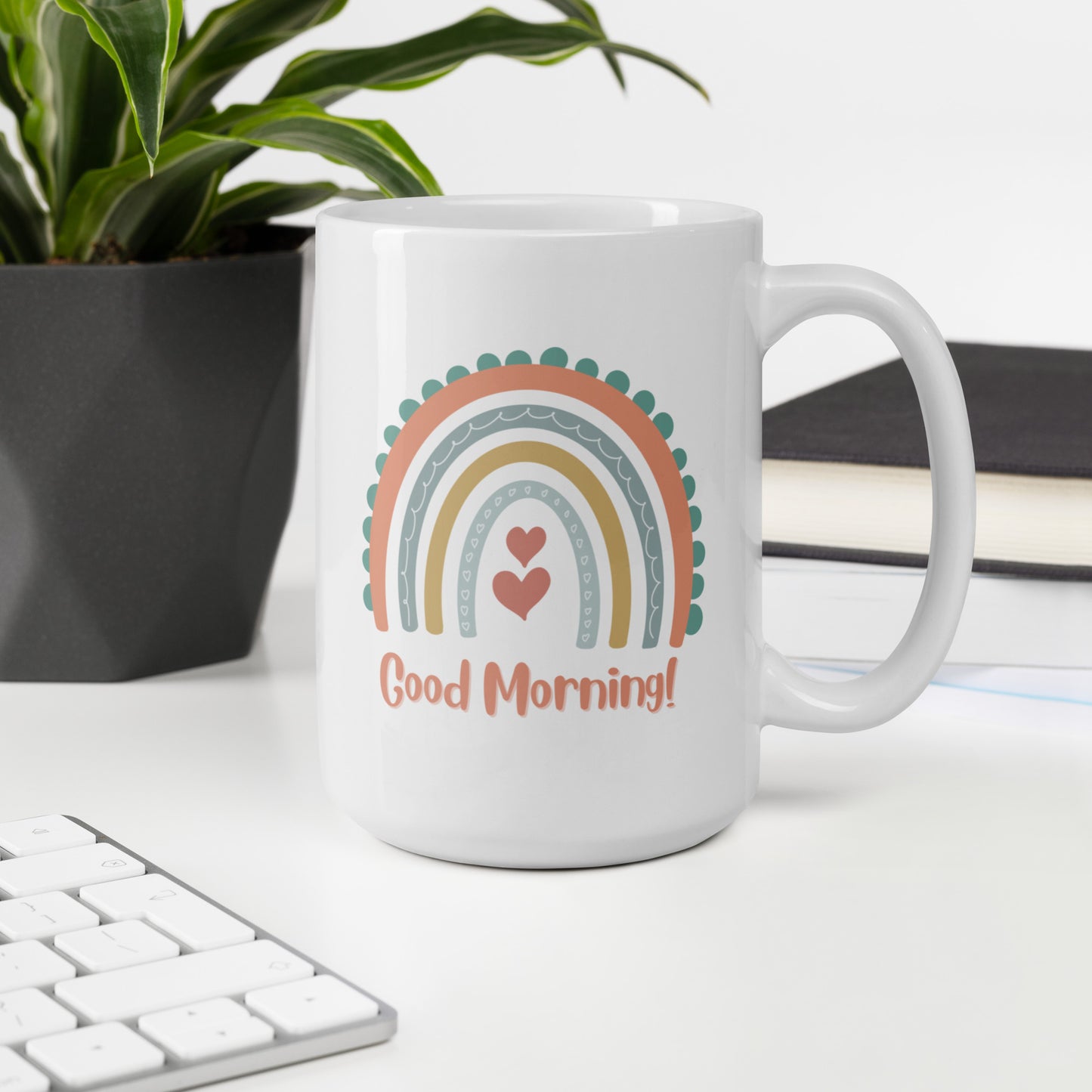 Good Morning Rainbow Mug: White glossy mug