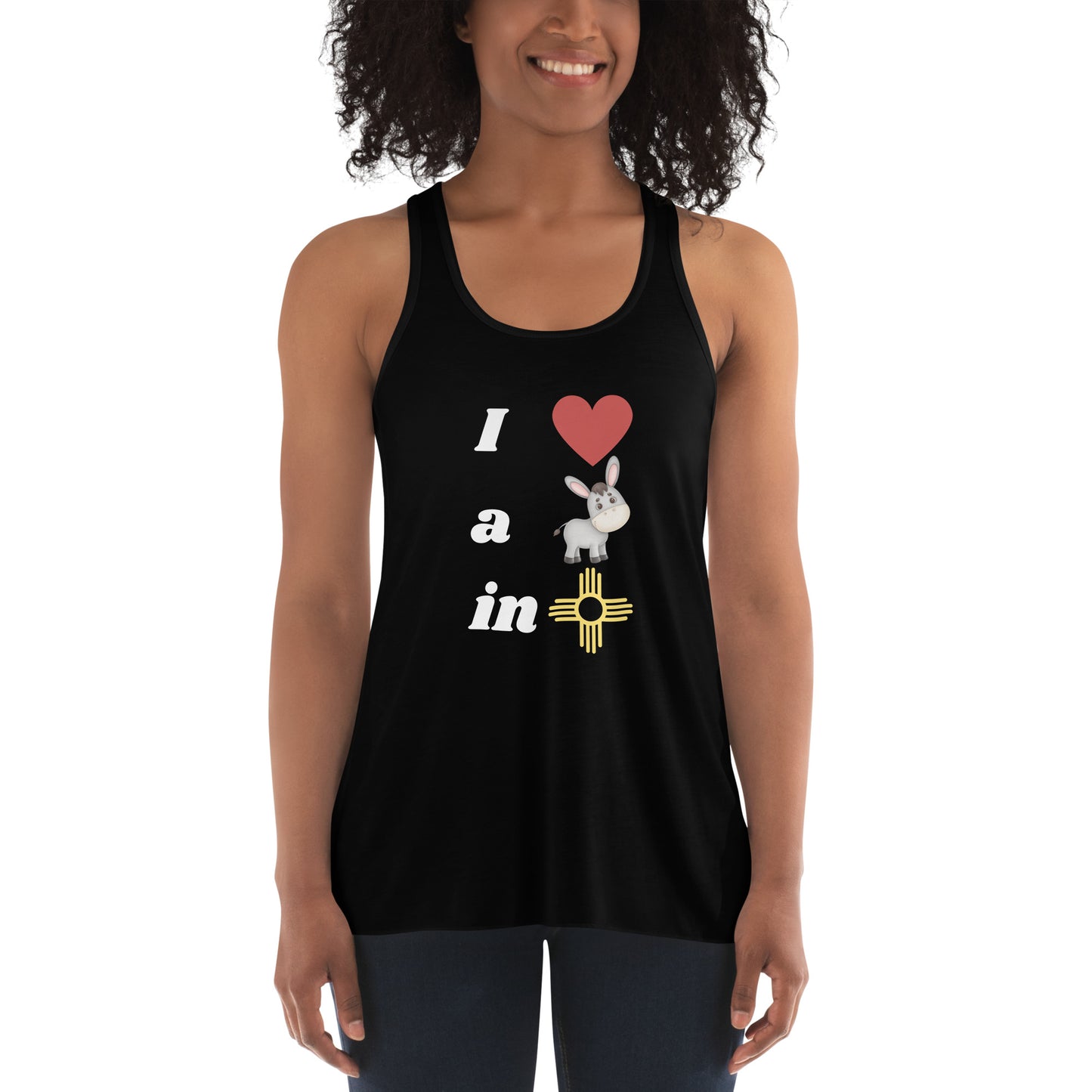 I Love A Donkey in New Mexico: Women's Flowy Racerback Tank