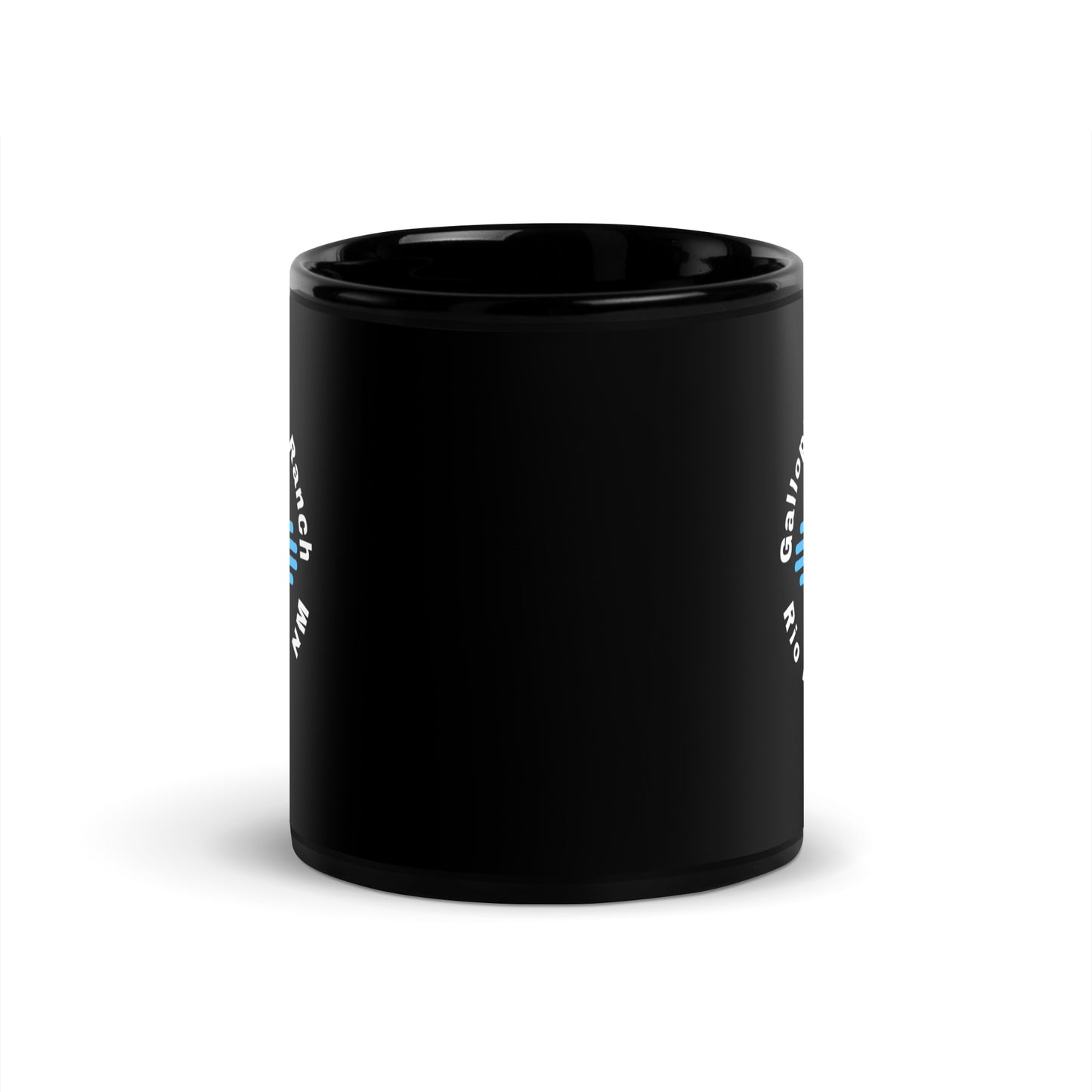 Galloping Goat Round Logo: Black Glossy Mug