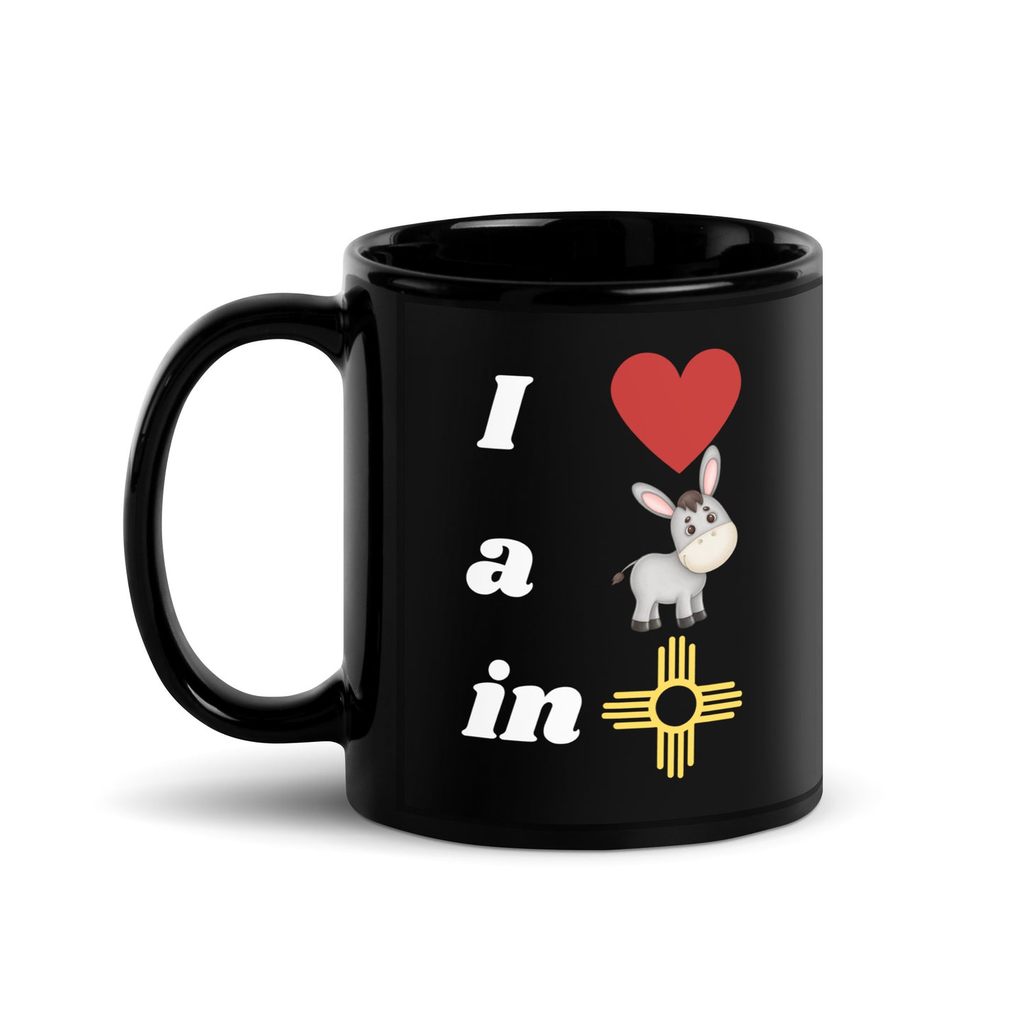 I Love A Donkey: Black Glossy Mug