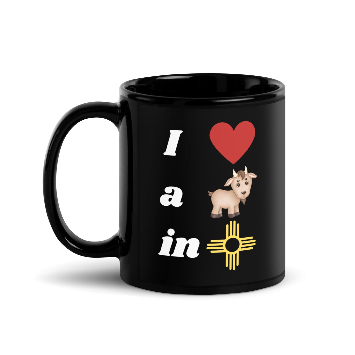 a. I Love A Goat: Black Glossy Mug