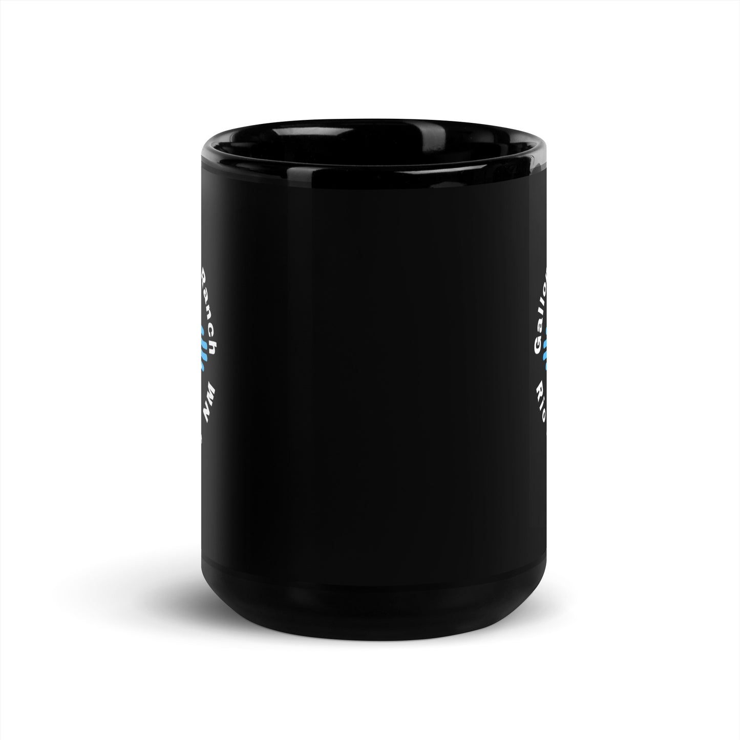 Galloping Goat Round Logo: Black Glossy Mug