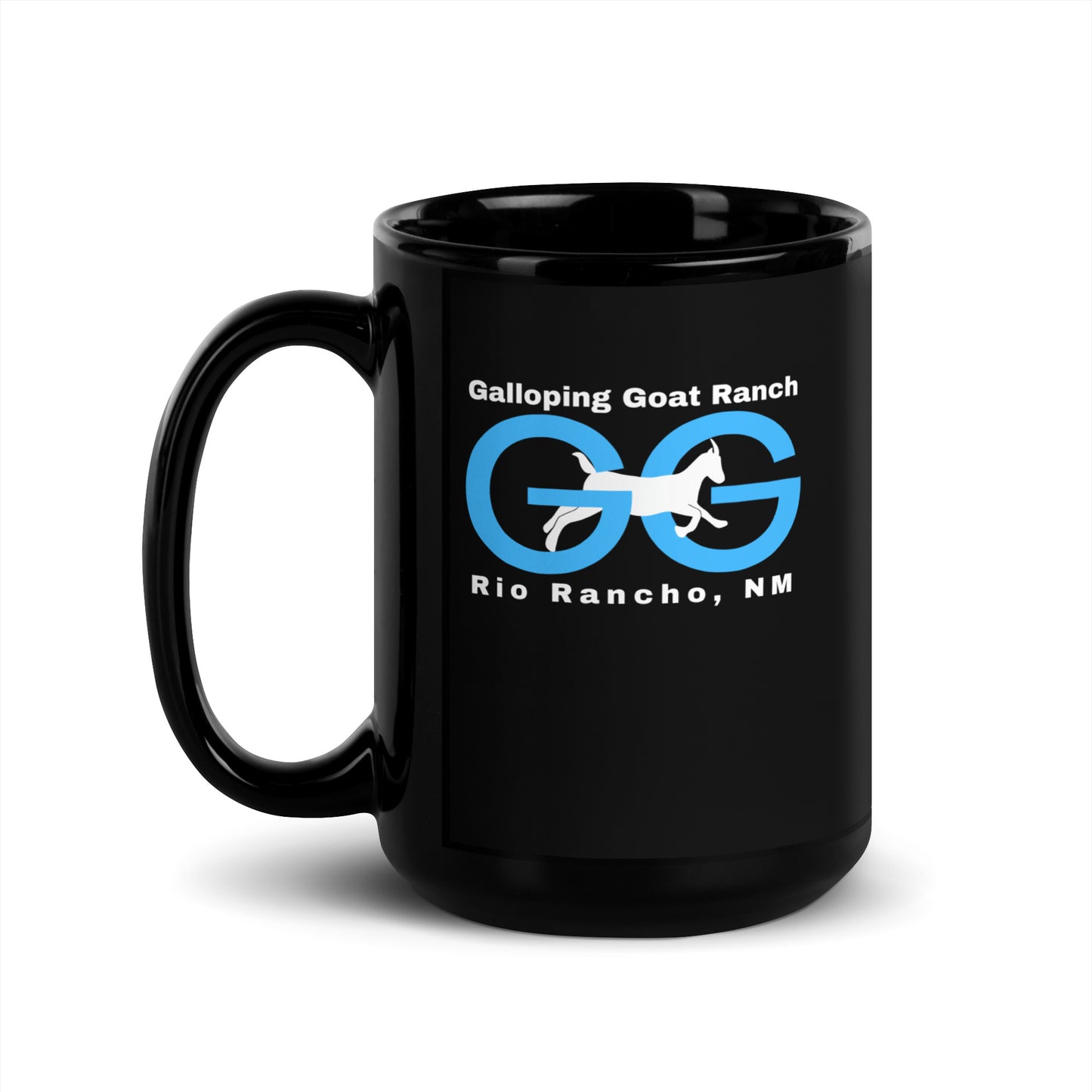 Galloping Goat Logo: Black Glossy Mug
