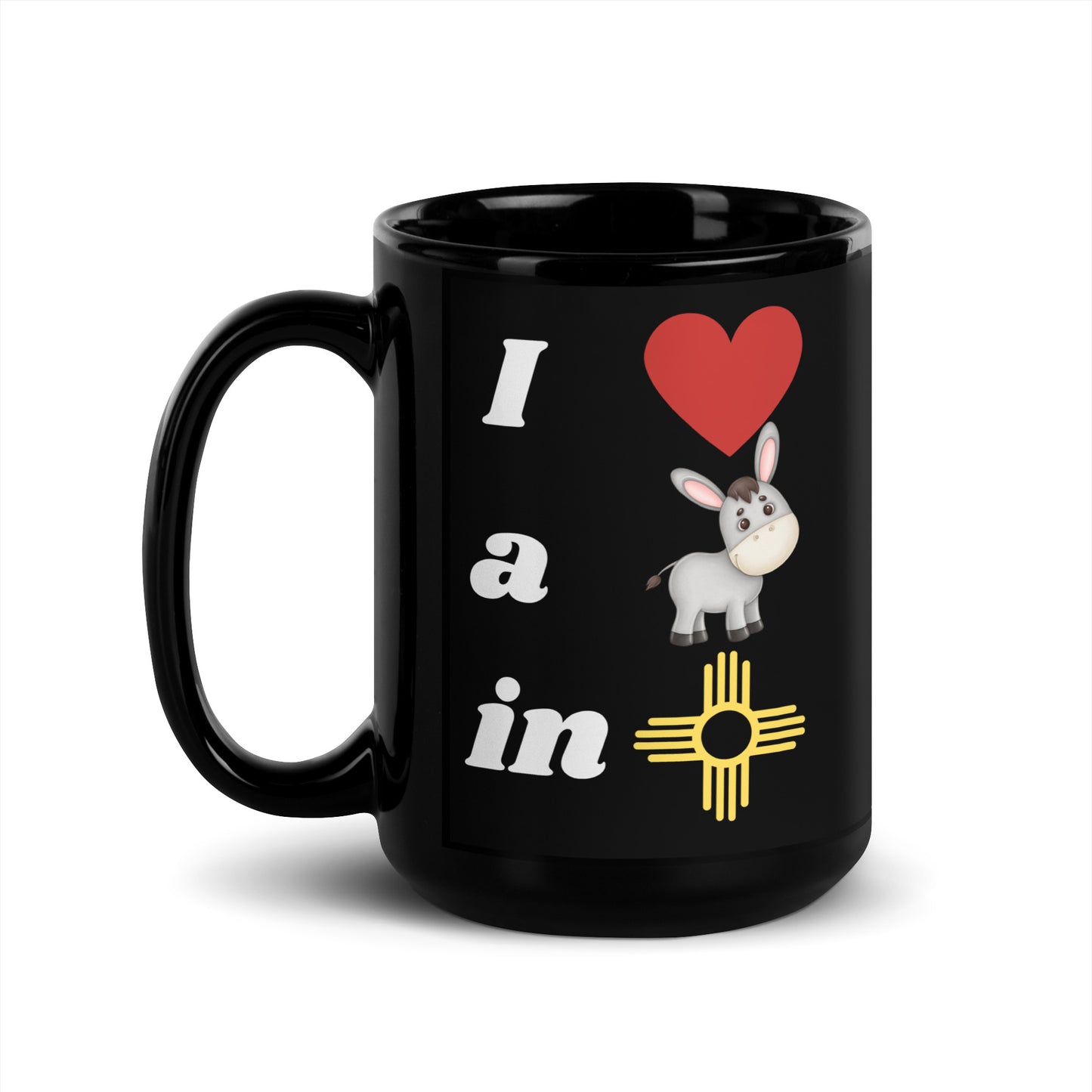 I Love A Donkey: Black Glossy Mug
