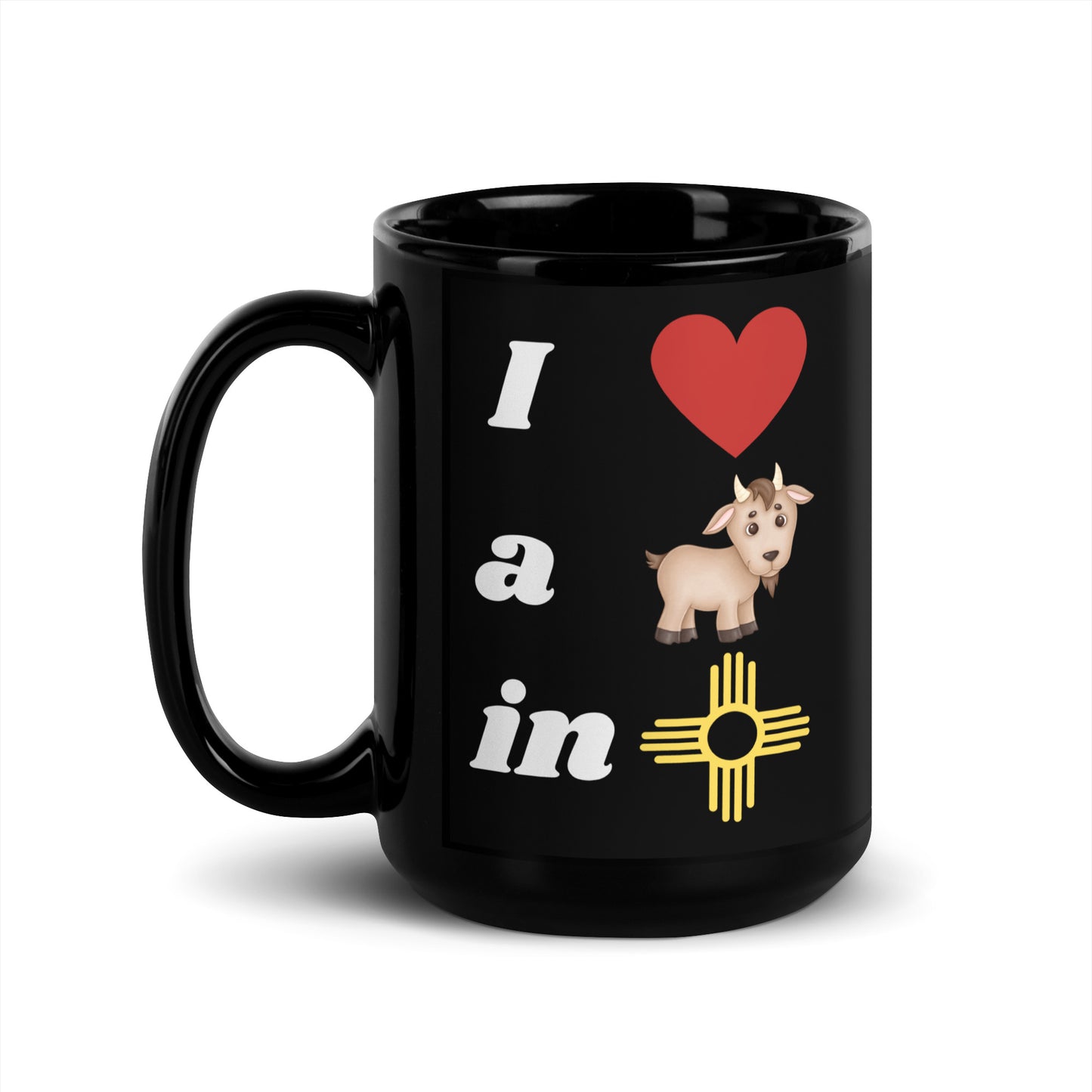 a. I Love A Goat: Black Glossy Mug