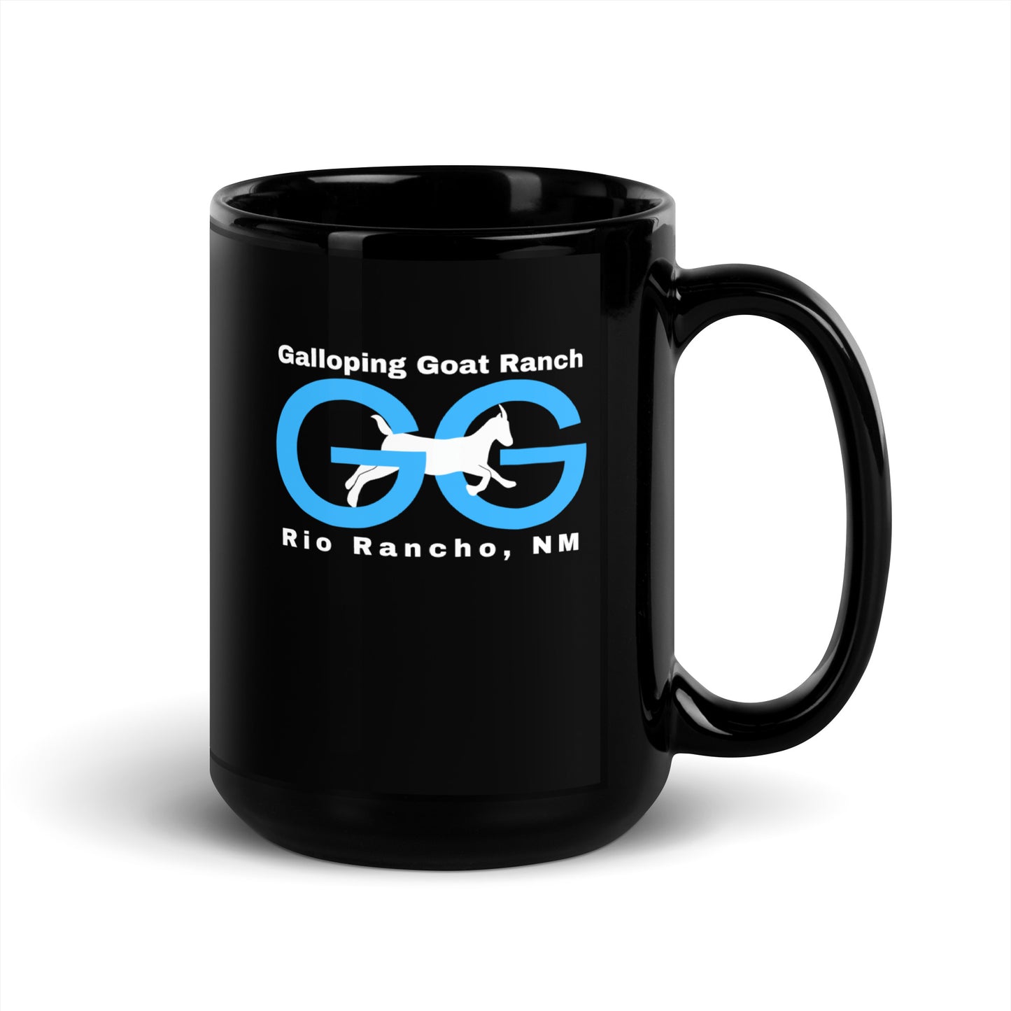 Galloping Goat Logo: Black Glossy Mug