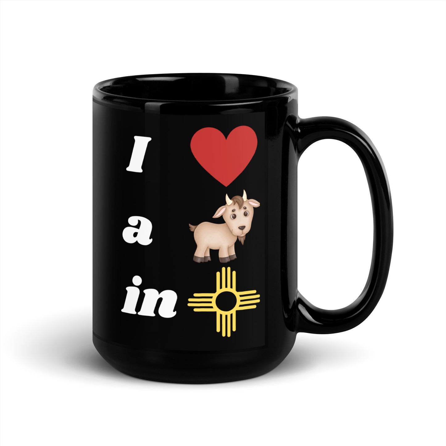 a. I Love A Goat: Black Glossy Mug