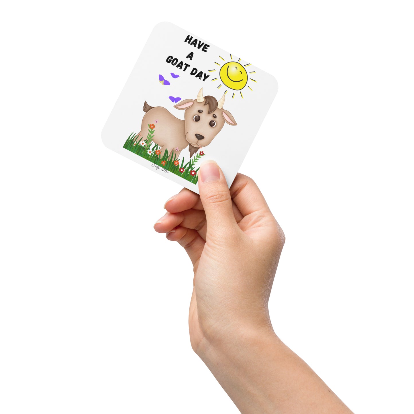 x. Have A Goat Day: Cork-back coaster