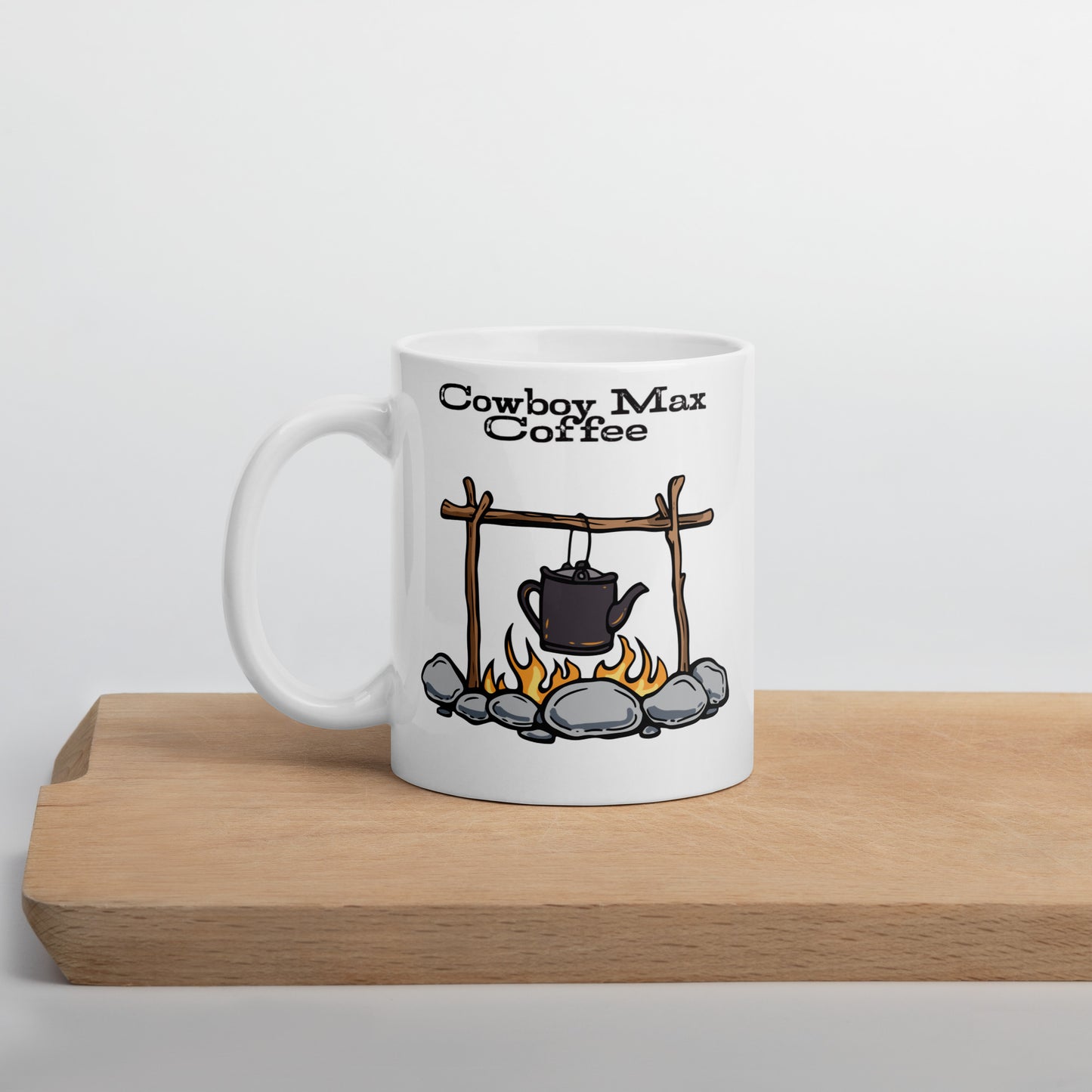 Cowboy Max Coffee Campfire Kettle: White Glossy Mug