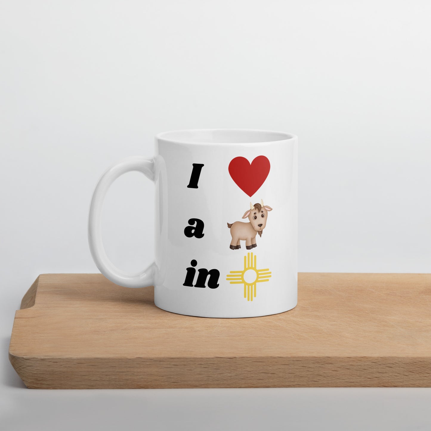 I Love A Goat In New Mexico: White Glossy Mug