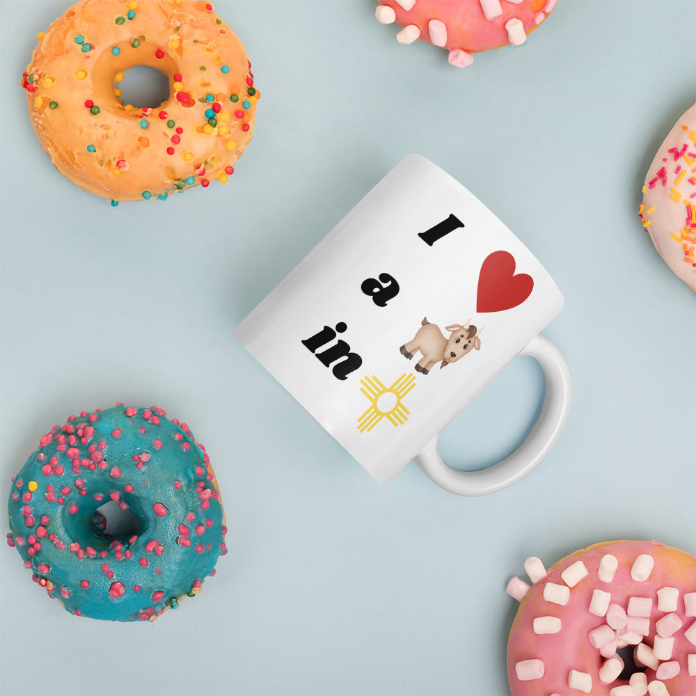 I Love A Goat In New Mexico: White Glossy Mug