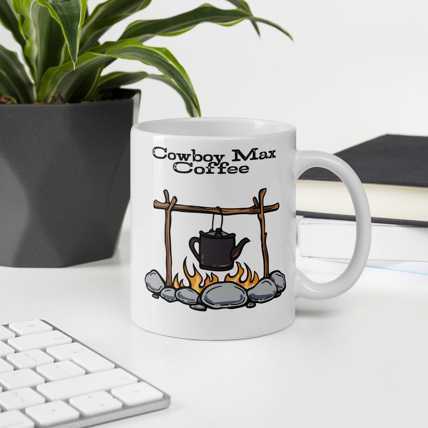 Cowboy Max Coffee Campfire Kettle: White Glossy Mug