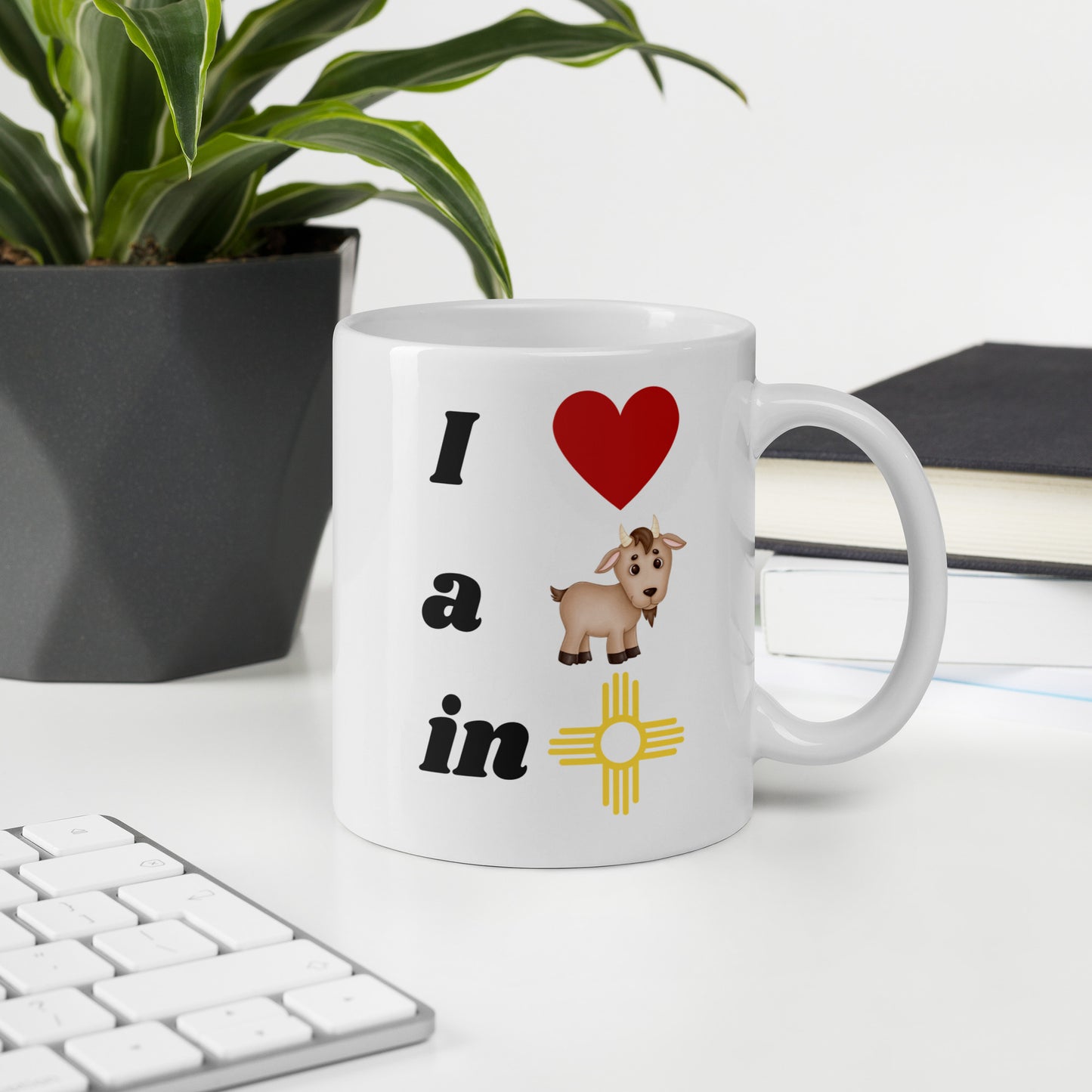 I Love A Goat In New Mexico: White Glossy Mug