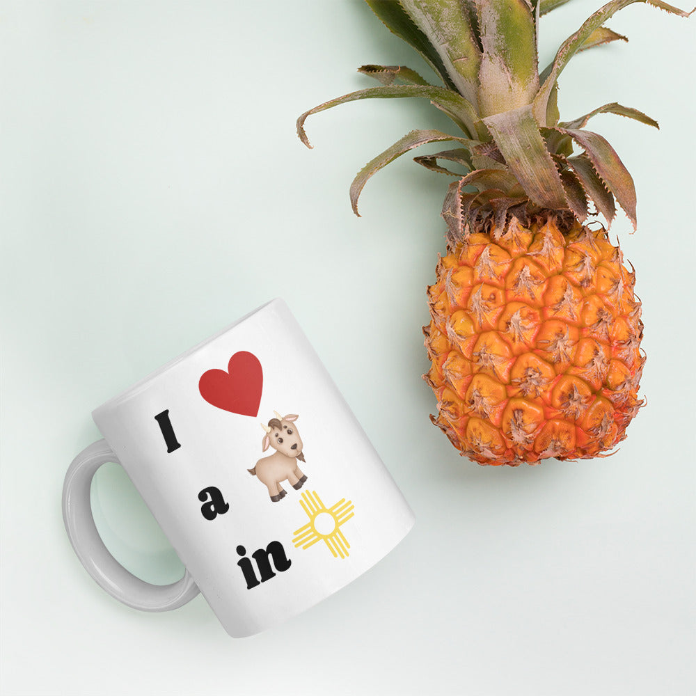 I Love A Goat In New Mexico: White Glossy Mug
