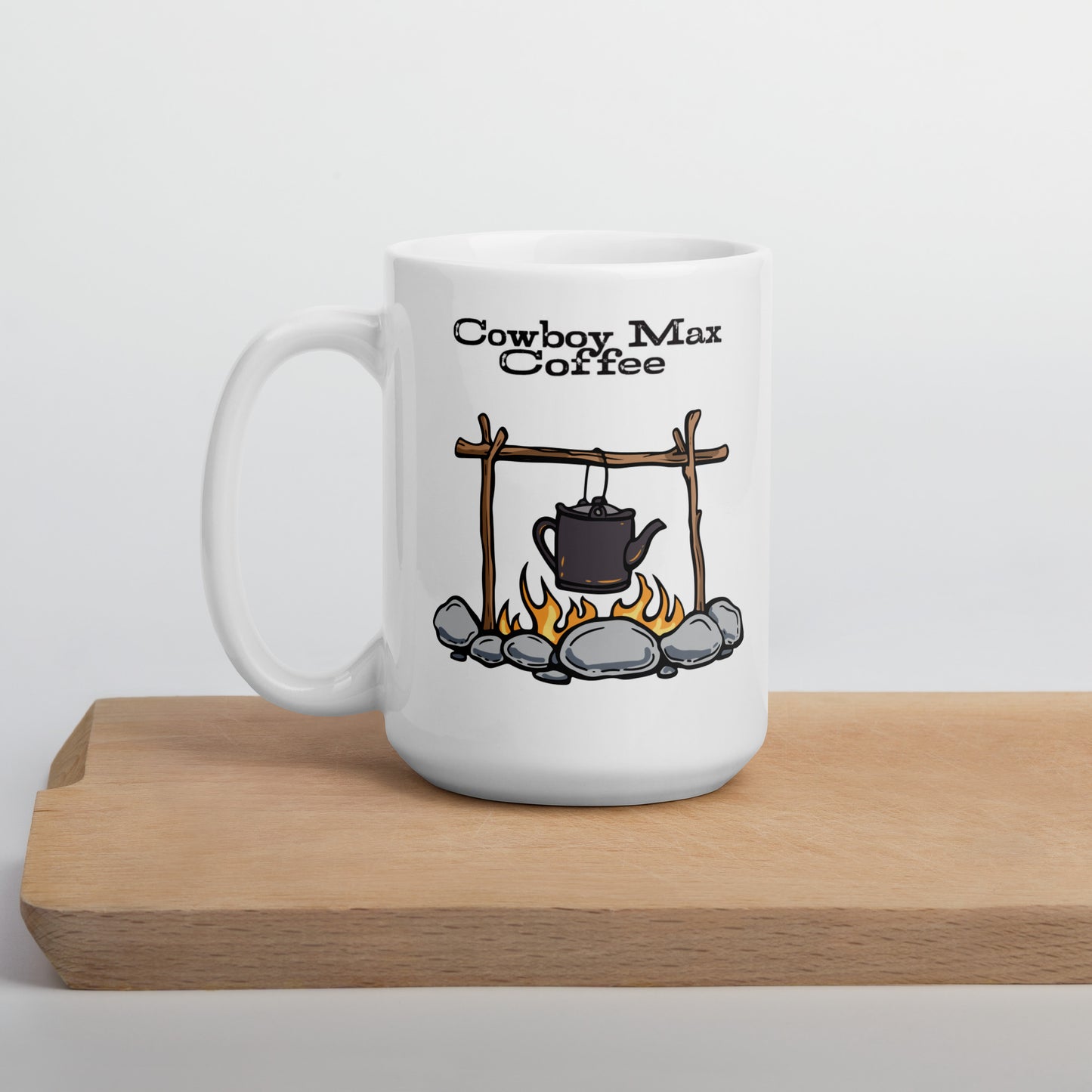 Cowboy Max Coffee Campfire Kettle: White Glossy Mug