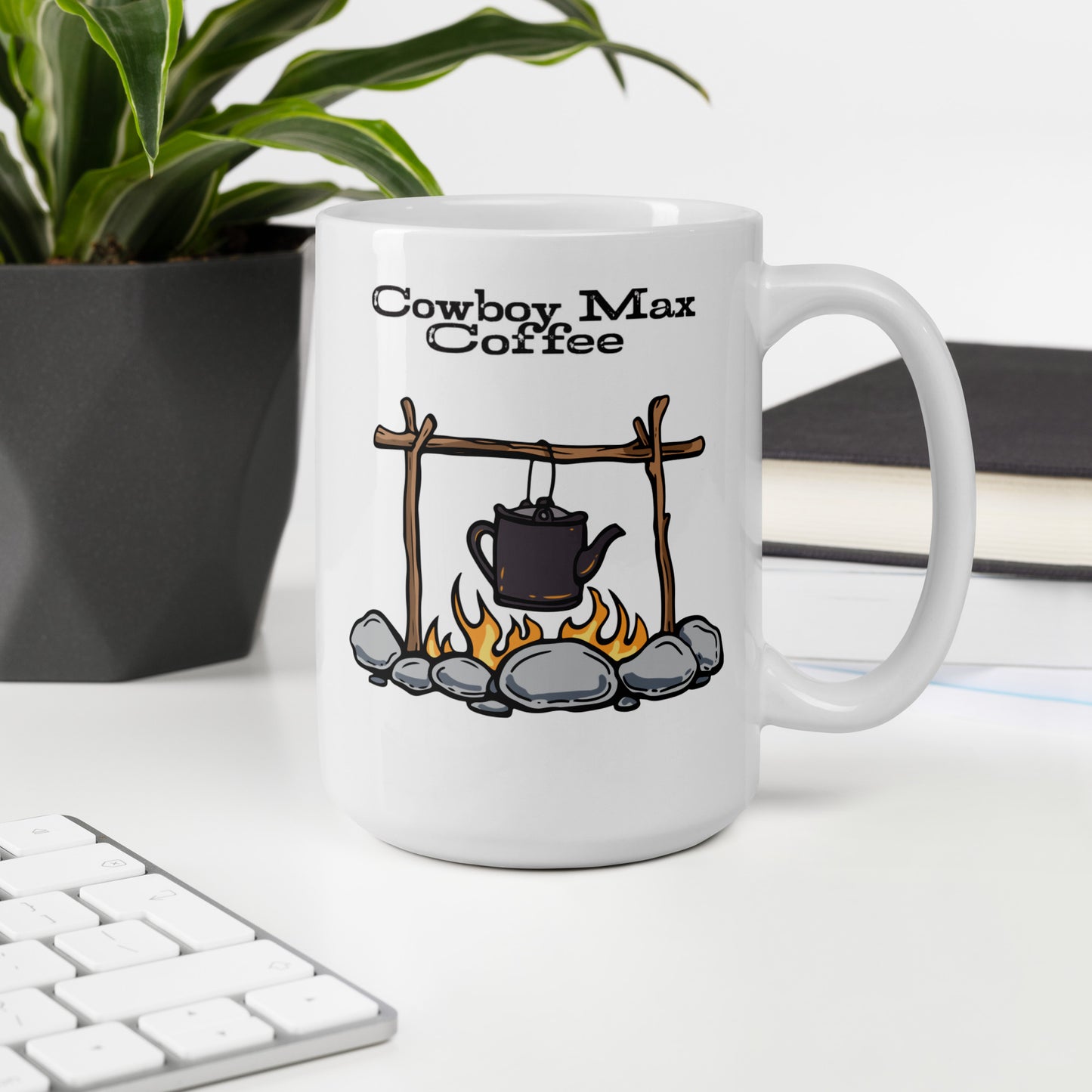 Cowboy Max Coffee Campfire Kettle: White Glossy Mug
