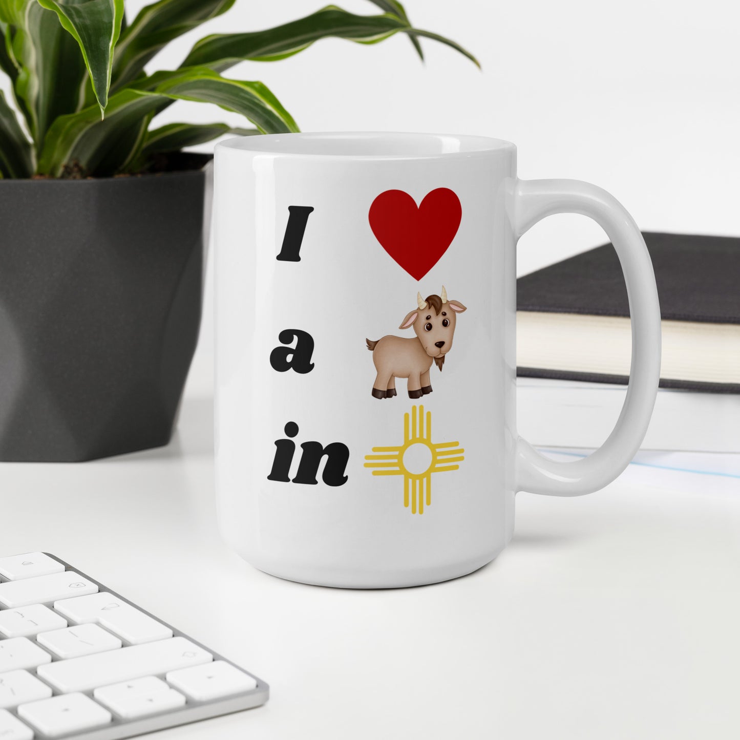 I Love A Goat In New Mexico: White Glossy Mug