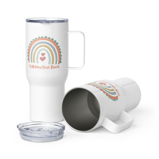 Galloping Goat Rainbow: Travel mug with a handle