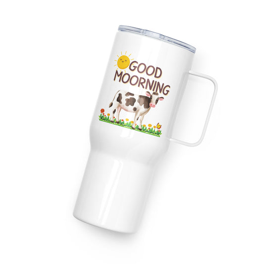 Good Morning Happy Cow: Travel mug with a handle