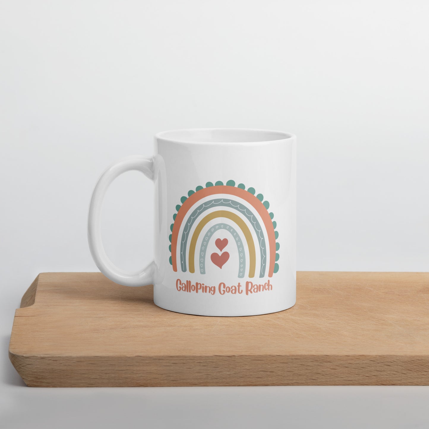 Galloping Goat Rainbow: White glossy mug