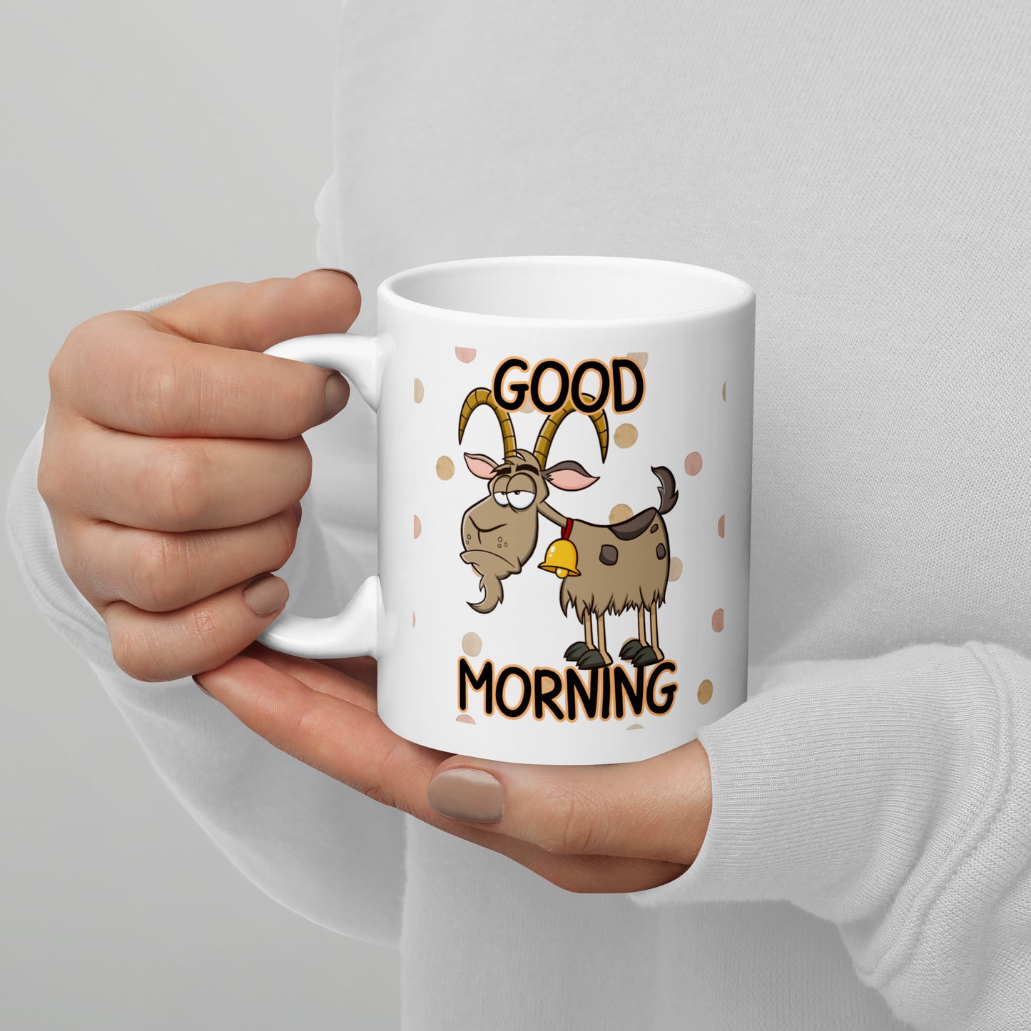 Good Morning Grumpy Goat: White glossy mug