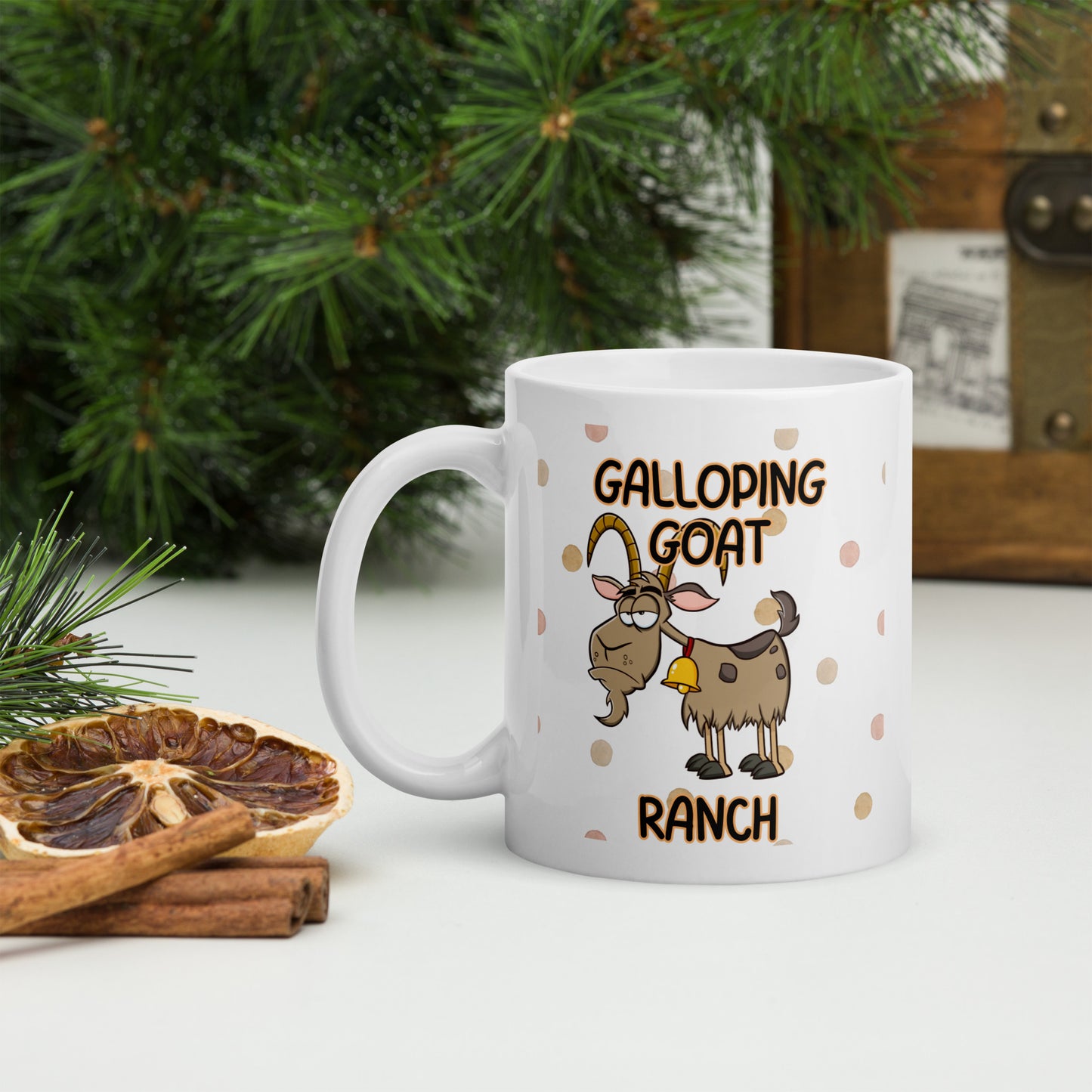 Galloping Goat Grumpy Goat: White glossy mug