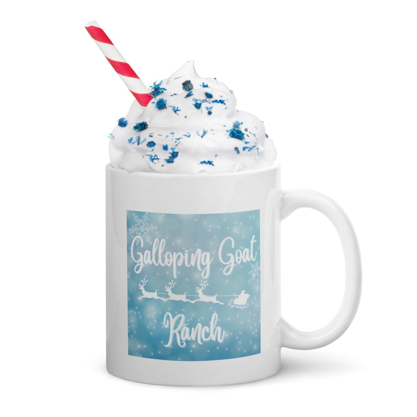 Galloping Goat Sleigh: White glossy mug