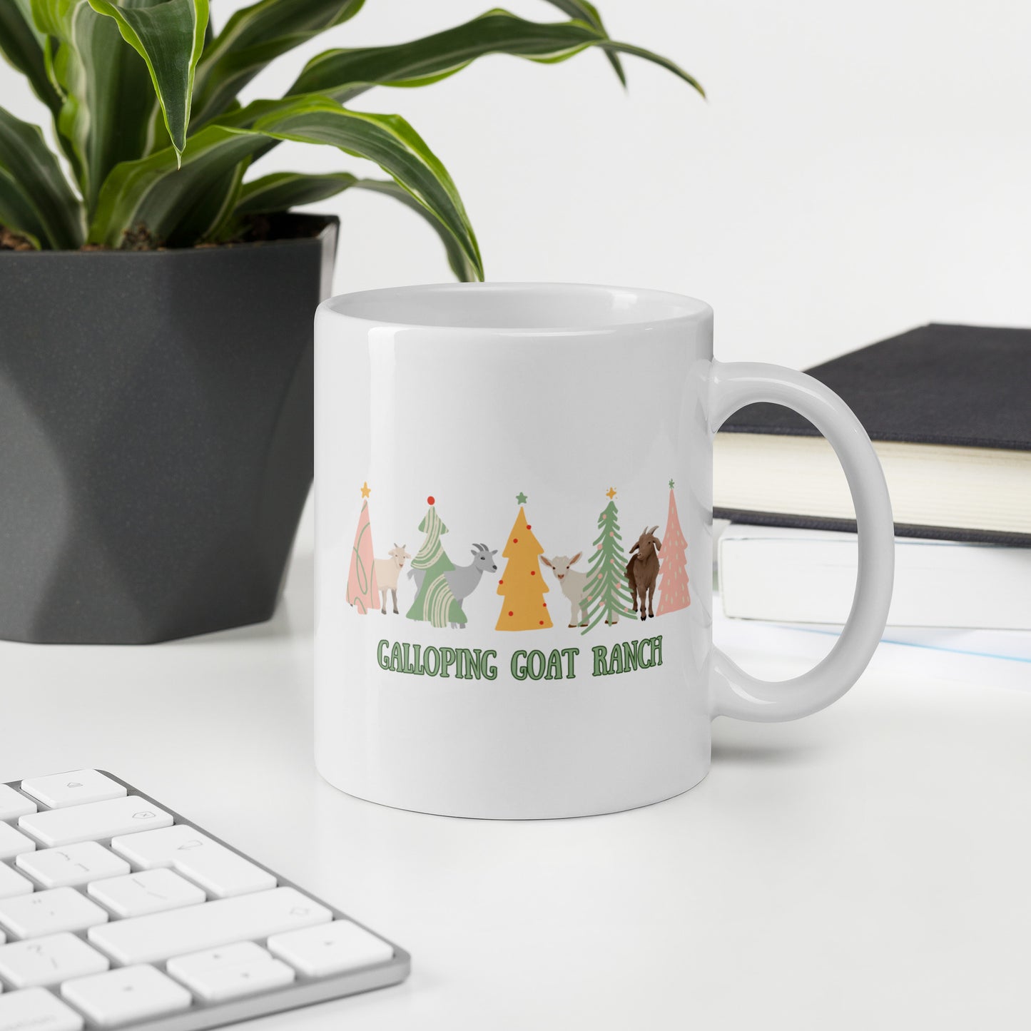 Galloping Goats In Trees: White glossy mug