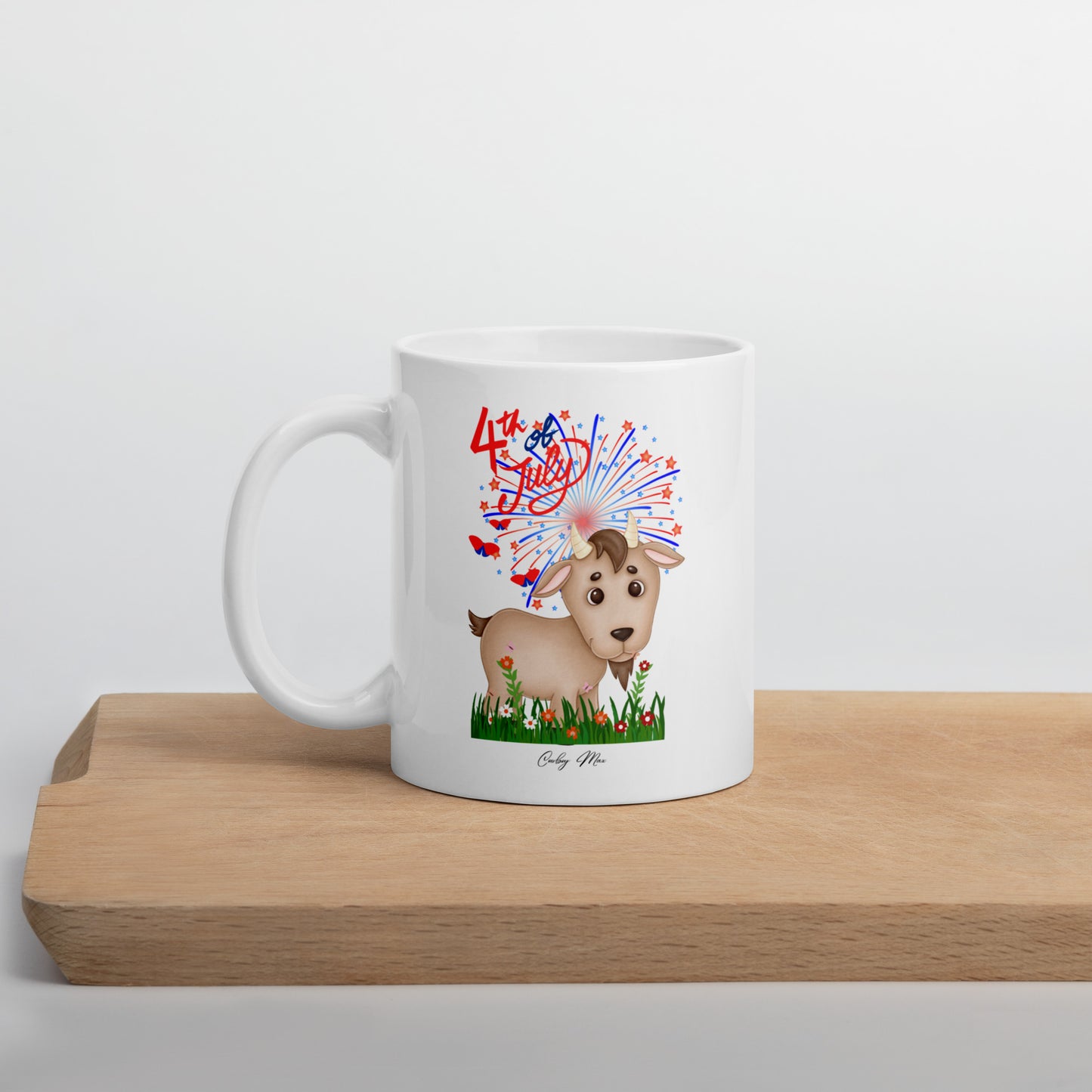 4th Of July Goat: White glossy mug