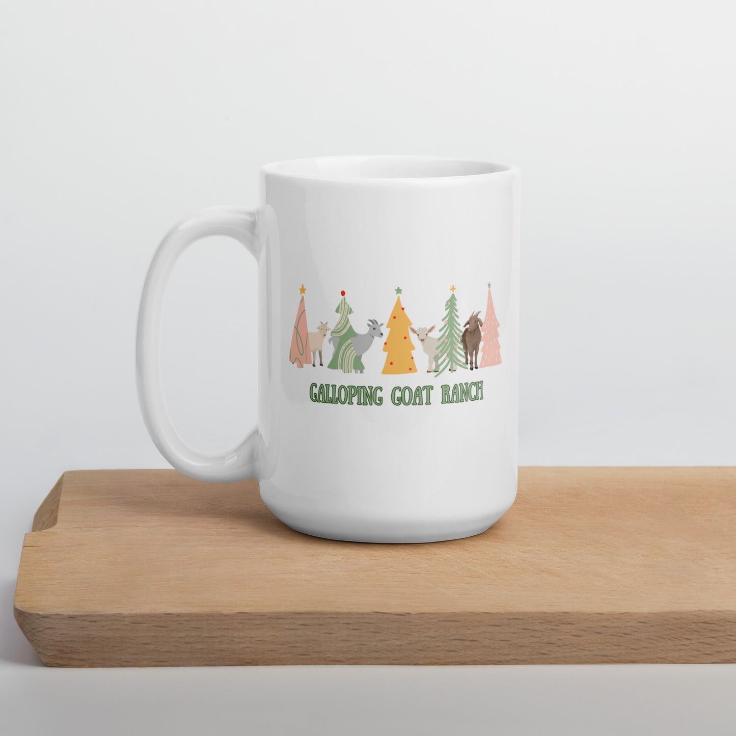 Galloping Goats In Trees: White glossy mug