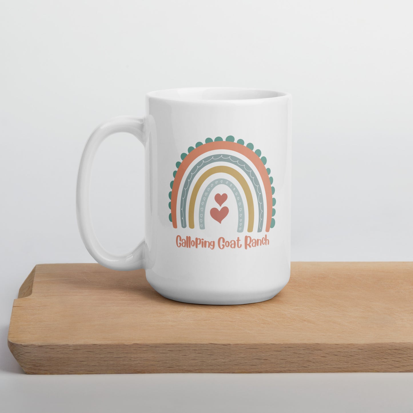 Galloping Goat Rainbow: White glossy mug